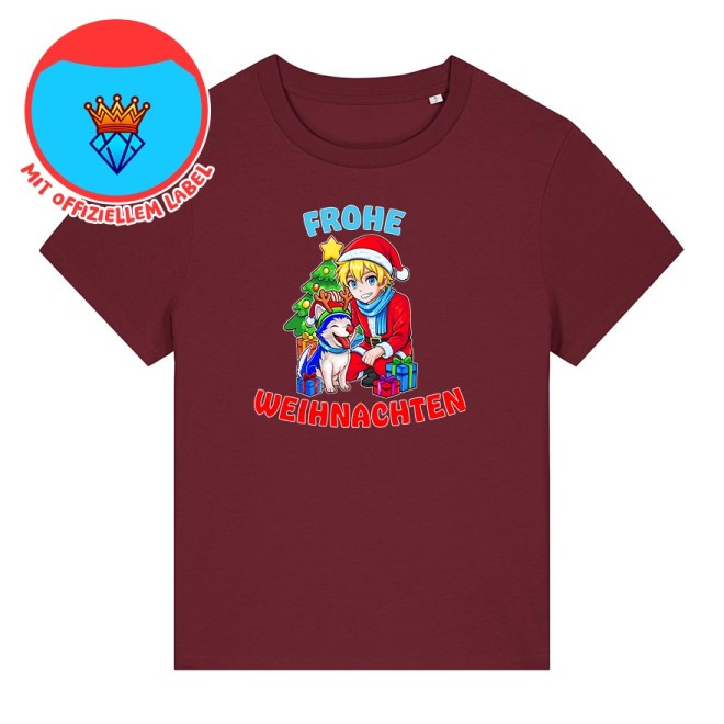 Anbech Merry Christmas Shirts For Women – Dwarfs Cartoon Print Holiday Short Sleeve Tee (Red)